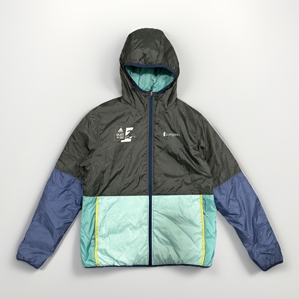 Cotopaxi Teca Calido Hooded Reversible Jacket Large Blue Skate Ski Colorblock